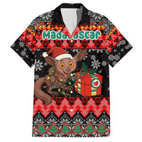 Madagascar Christmas Hawaiian Shirt with Aye Aye Lemur Santa Hat Holiday Lights and Gift Box Pattern - Wonder Print Shop