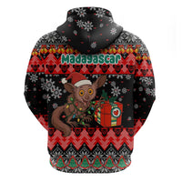 Madagascar Christmas Hoodie with Aye Aye Lemur Santa Hat Holiday Lights and Gift Box Pattern - Wonder Print Shop