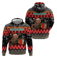 Madagascar Christmas Hoodie with Aye Aye Lemur Santa Hat Holiday Lights and Gift Box Pattern - Wonder Print Shop