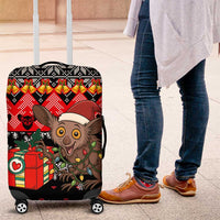 Madagascar Christmas Luggage Cover with Aye Aye Lemur Santa Hat Holiday Lights and Gift Box Pattern - Wonder Print Shop