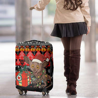 Madagascar Christmas Luggage Cover with Aye Aye Lemur Santa Hat Holiday Lights and Gift Box Pattern - Wonder Print Shop