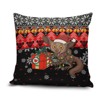 Madagascar Christmas Pillow Cover with Aye Aye Lemur Santa Hat Holiday Lights and Gift Box Pattern - Wonder Print Shop