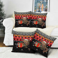 Madagascar Christmas Pillow Cover with Aye Aye Lemur Santa Hat Holiday Lights and Gift Box Pattern - Wonder Print Shop
