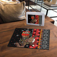 Madagascar Christmas Puzzle with Aye Aye Lemur Santa Hat Holiday Lights and Gift Box Pattern - Wonder Print Shop