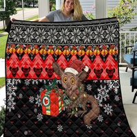 Madagascar Christmas Quilt with Aye Aye Lemur Santa Hat Holiday Lights and Gift Box Pattern - Wonder Print Shop
