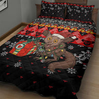 Madagascar Christmas Quilt Bed Set with Aye Aye Lemur Santa Hat Holiday Lights and Gift Box Pattern - Wonder Print Shop