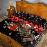 Madagascar Christmas Quilt Bed Set with Aye Aye Lemur Santa Hat Holiday Lights and Gift Box Pattern - Wonder Print Shop