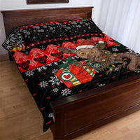Madagascar Christmas Quilt Bed Set with Aye Aye Lemur Santa Hat Holiday Lights and Gift Box Pattern - Wonder Print Shop