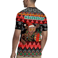 Madagascar Christmas Rugby Jersey with Aye Aye Lemur Santa Hat Holiday Lights and Gift Box Pattern - Wonder Print Shop