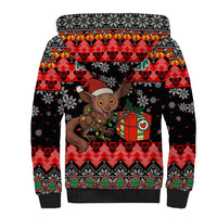 Madagascar Christmas Sherpa Hoodie with Aye Aye Lemur Santa Hat Holiday Lights and Gift Box Pattern - Wonder Print Shop