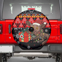 Madagascar Christmas Spare Tire Cover with Aye Aye Lemur Santa Hat Holiday Lights and Gift Box Pattern - Wonder Print Shop
