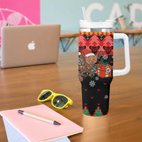 Madagascar Christmas Tumbler With Handle with Aye Aye Lemur Santa Hat Holiday Lights and Gift Box Pattern - Wonder Print Shop