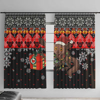 Madagascar Christmas Window Curtain with Aye Aye Lemur Santa Hat Holiday Lights and Gift Box Pattern - Wonder Print Shop