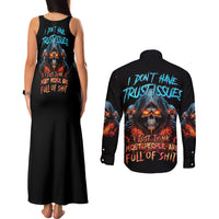 I Don't Have Trust Issues Couples Matching Tank Maxi Dress and Long Sleeve Button Shirt - Wonder Print Shop