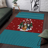 Christmas Guitar Area Rug with Santa Hats Trees Snowflakes and Musical Pattern - Wonder Print Shop