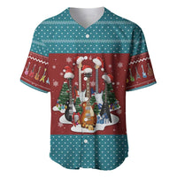 Christmas Guitar Baseball Jersey with Santa Hats Trees Snowflakes and Musical Pattern - Wonder Print Shop