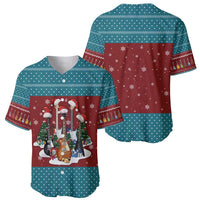 Christmas Guitar Baseball Jersey with Santa Hats Trees Snowflakes and Musical Pattern - Wonder Print Shop