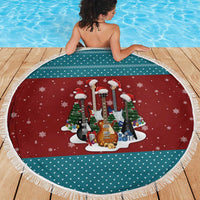 Christmas Guitar Beach Blanket with Santa Hats Trees Snowflakes and Musical Pattern - Wonder Print Shop