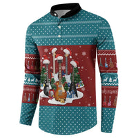 Christmas Guitar Button Sweatshirt with Santa Hats Trees Snowflakes and Musical Pattern - Wonder Print Shop