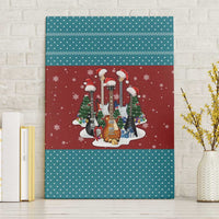Christmas Guitar Canvas Wall Art with Santa Hats Trees Snowflakes and Musical Pattern - Wonder Print Shop