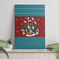 Christmas Guitar Canvas Wall Art with Santa Hats Trees Snowflakes and Musical Pattern - Wonder Print Shop
