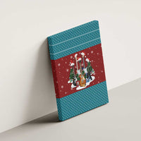 Christmas Guitar Canvas Wall Art with Santa Hats Trees Snowflakes and Musical Pattern - Wonder Print Shop