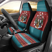 Christmas Guitar Car Seat Cover with Santa Hats Trees Snowflakes and Musical Pattern - Wonder Print Shop