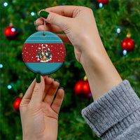 Christmas Guitar Ceramic Ornament with Santa Hats Trees Snowflakes and Musical Pattern - Wonder Print Shop