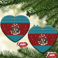 Christmas Guitar Ceramic Ornament with Santa Hats Trees Snowflakes and Musical Pattern - Wonder Print Shop