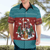 Christmas Guitar Hawaiian Shirt with Santa Hats Trees Snowflakes and Musical Pattern - undefined