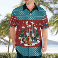 Christmas Guitar Hawaiian Shirt with Santa Hats Trees Snowflakes and Musical Pattern - undefined