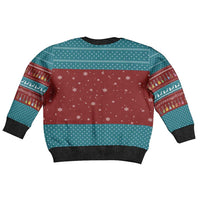 Christmas Guitar Kid Ugly Christmas Sweater with Santa Hats Trees Snowflakes and Musical Pattern - Wonder Print Shop