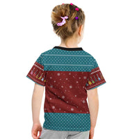 Christmas Guitar Kid T Shirt with Santa Hats Trees Snowflakes and Musical Pattern - Wonder Print Shop