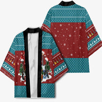 Christmas Guitar Kimono with Santa Hats Trees Snowflakes and Musical Pattern - Wonder Print Shop