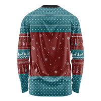 Christmas Guitar Long Sleeve Shirt with Santa Hats Trees Snowflakes and Musical Pattern - Wonder Print Shop