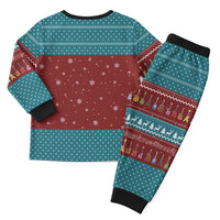Christmas Guitar Christmas Pajama Set with Santa Hats Trees Snowflakes and Musical Pattern - Wonder Print Shop