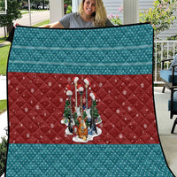 Christmas Guitar Quilt with Santa Hats Trees Snowflakes and Musical Pattern - Wonder Print Shop