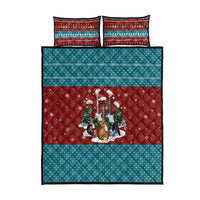 Christmas Guitar Quilt Bed Set with Santa Hats Trees Snowflakes and Musical Pattern - Wonder Print Shop