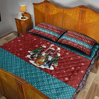 Christmas Guitar Quilt Bed Set with Santa Hats Trees Snowflakes and Musical Pattern - Wonder Print Shop