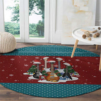 Christmas Guitar Round Carpet with Santa Hats Trees Snowflakes and Musical Pattern - Wonder Print Shop