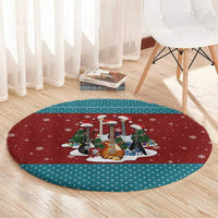Christmas Guitar Round Carpet with Santa Hats Trees Snowflakes and Musical Pattern - Wonder Print Shop