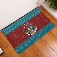 Christmas Guitar Rubber Doormat with Santa Hats Trees Snowflakes and Musical Pattern - Wonder Print Shop