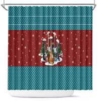 Christmas Guitar Shower Curtain with Santa Hats Trees Snowflakes and Musical Pattern - Wonder Print Shop