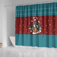 Christmas Guitar Shower Curtain with Santa Hats Trees Snowflakes and Musical Pattern - Wonder Print Shop