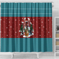 Christmas Guitar Shower Curtain with Santa Hats Trees Snowflakes and Musical Pattern - Wonder Print Shop