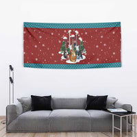 Christmas Guitar Tapestry with Santa Hats Trees Snowflakes and Musical Pattern - Wonder Print Shop