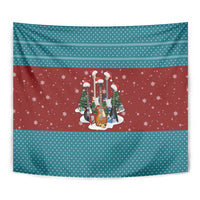 Christmas Guitar Tapestry with Santa Hats Trees Snowflakes and Musical Pattern - Wonder Print Shop