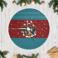 Christmas Guitar Tree Skirt with Santa Hats Trees Snowflakes and Musical Pattern - Wonder Print Shop
