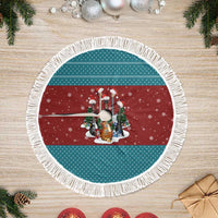 Christmas Guitar Tree Skirt with Santa Hats Trees Snowflakes and Musical Pattern - Wonder Print Shop