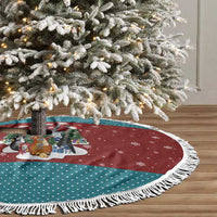 Christmas Guitar Tree Skirt with Santa Hats Trees Snowflakes and Musical Pattern - Wonder Print Shop